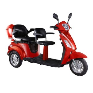 Elektrinis triratis dvivietis motoroleris SL02L 1000W 20Ah raudonas
